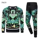 survetements ensemble jogging philipp plein noir 1978 vert noir